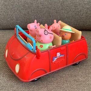 Peppa Pig Red Family Adventures Talking Car with Figures - Works